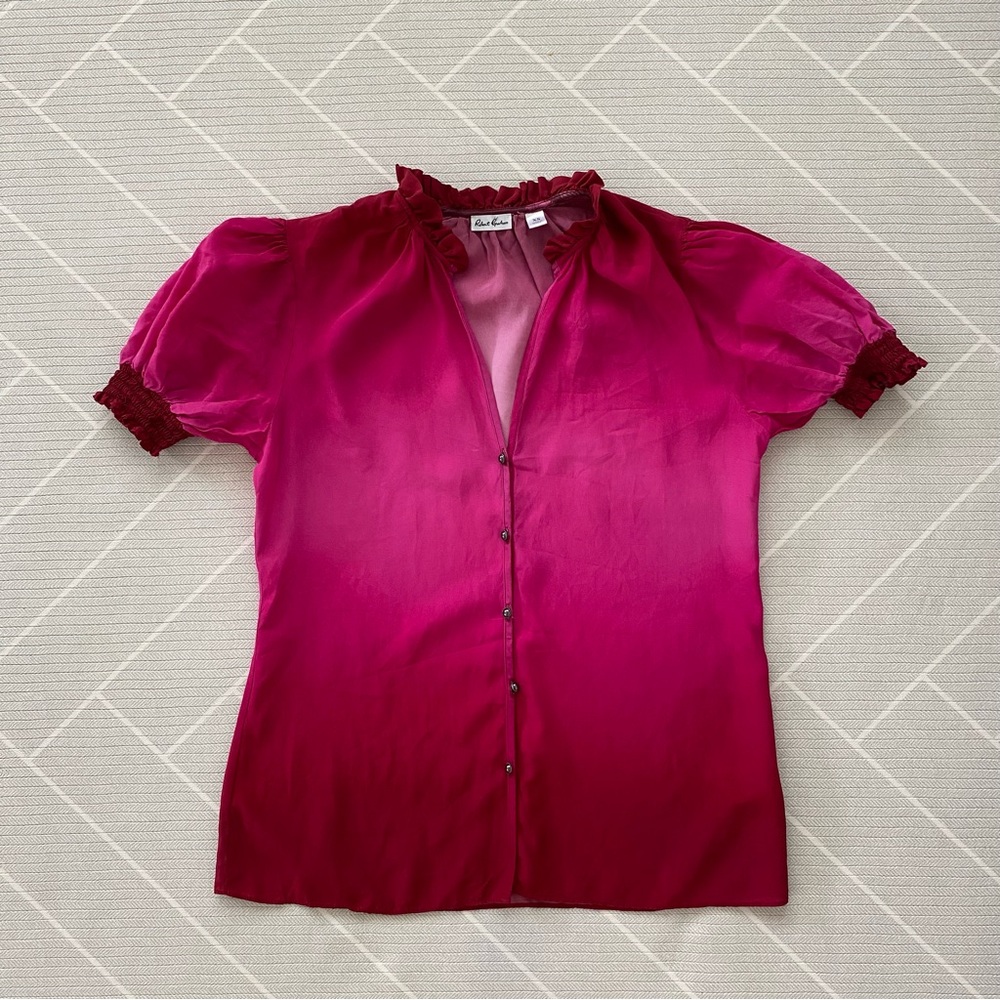 Robert Graham Silk blend Dark Pink Blouse Women's size XS